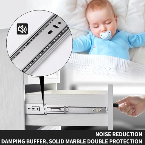 10 inch Soft Self Close Drawer Slides 6 Pairs (12pcs) Full Extension Ball Bearing 3 fold Full Stretch Side Mount Drawer Slides 100 LB Capacity Drawer Slide 10" Silver - size: 10 inch-250mm