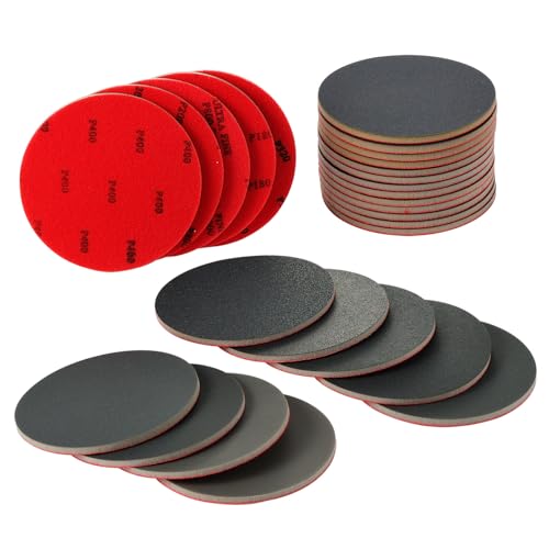 MAXMAN Foam Sanding Pads Assortment, 5" Bowling Sanding Pads, 180-3000 Grit | 18pcs Sanding Sponge Set, Reusable Wet Dry Sandpaper Block, for Random Orbital Sander, Wood, Metal, Auto & Curved Surfaces - size: 5 inch, style: 180-3000 Grit