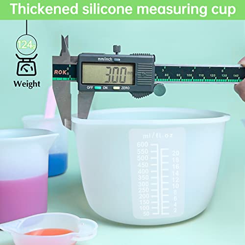 Sjubaopen Silicone Measuring Cups 600ml for Resin, Epoxy, Baking - size: 600ML+100ML+10ML