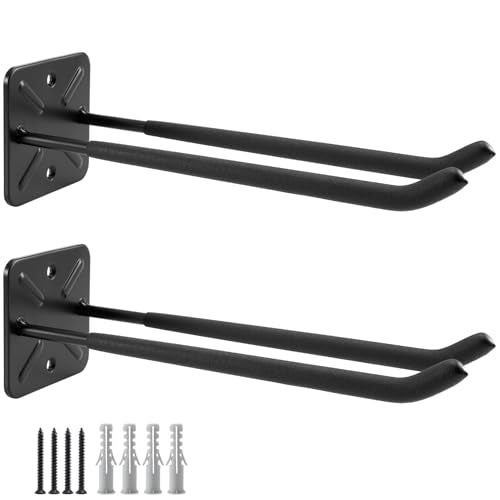 Sinoer 2 Pack Metal Wall Mount Garage Double Storage Hooks - style: 2pc Heavy duty hooks -12"