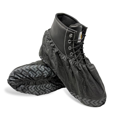 ShuBee Original Disposable, Extra-Large Boot and Shoe Covers, Thicker & Stronger, Durable Protection for Floors - 50 Pairs - color: Black