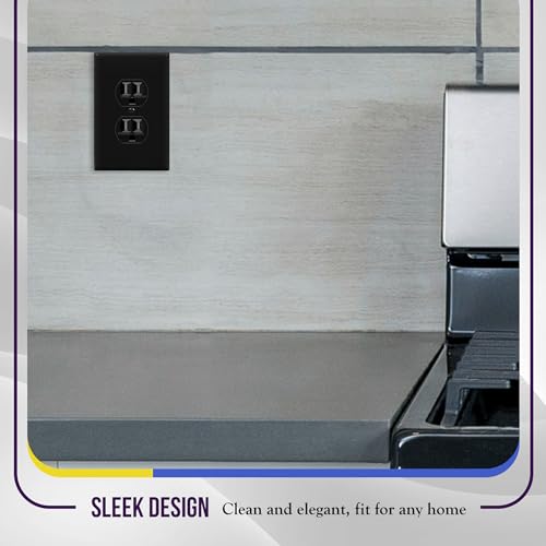 ENERLITES Mid-Size Duplex Outlet Covers Wall Plate, 1 Pack, Black - color: Black, size: Mid-Size