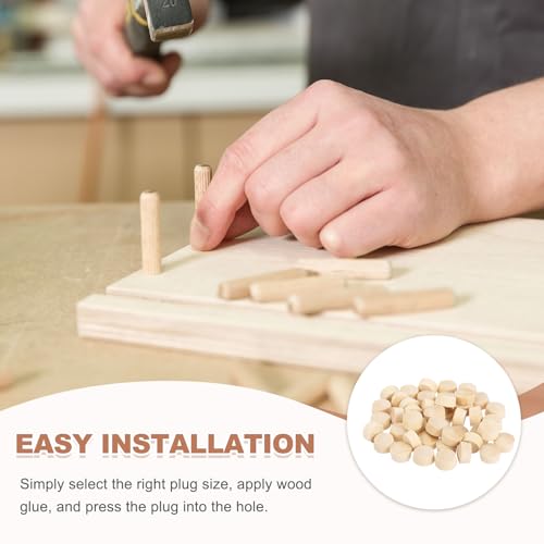MECCANIXITY 100 Pcs Wood Plugs, 19/32" Flat Head Wood Plugs for Screw Holes Wooden Screw Hole Covers for Furniture Cabinets DIY Projects Assortment Kit - size: 19/32"