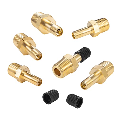 4PCS 1/4" NPT Tank Valve Anti-Corrosion Brass Schrader Valve with Standard Valve Core with 1/4'' NPT Male,Using with Air Compressor Tanks with Sealing Caps - size: 4PCS 1/4" NPT Tank Valve