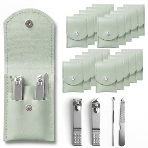 20PC Nail Care Kit,Professional Manicure Set，Nail Clippers Bulk - color: Green