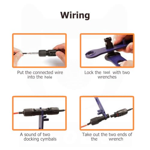 Solar Panel Crimping Tool,Crimping Tool Kit with 10PCS Connectors and 2PCS Spanner Wrench and 2PCS Y Solar Connectors and Solar Wire Crimping Tool for PV Cable - color: 10p Mc4+1p Mc-y+a Crimper+1p Spanner