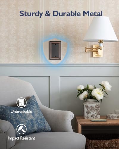 Switch Plates Outlet Covers, 2-Pack Metal Wall Plates, Aged Bronze - color: Aged Bronze, size: 1 Blank 2PK