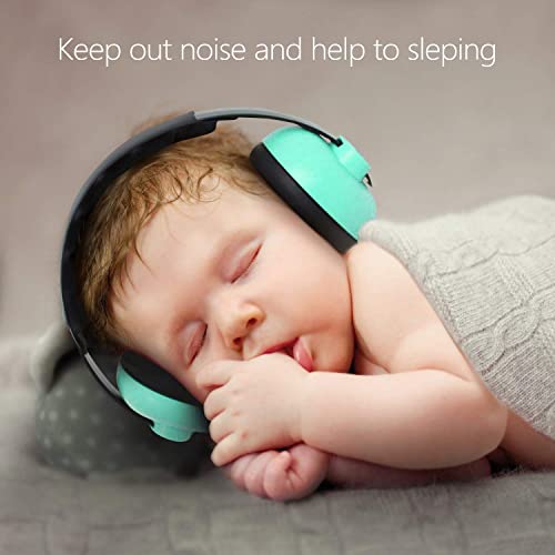 Noise Cancelling Headphones for Kids, Babies Ear Protection Earmuffs Noise Reduction for 0-3 Years Babies, Toddlers, Infant (Mint Green) - color: Green