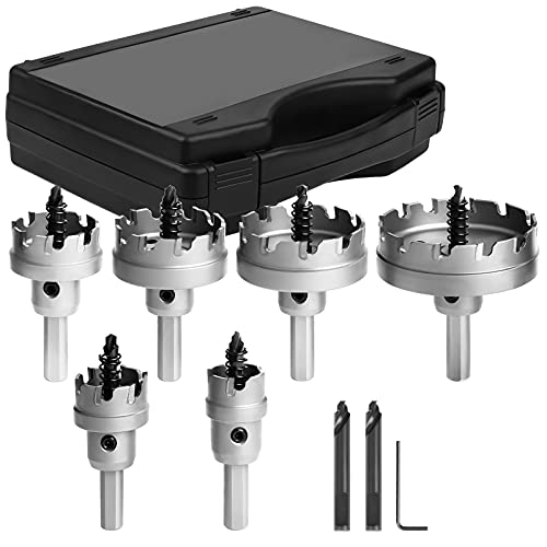 ANBULL 9PCS Carbide Hole Saw Kit for Hard Metal and Steel,7/8"-2-1/2" Hole