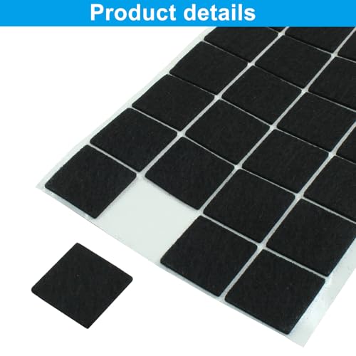 Bivethoi 192pcs Self-Stick Square Felt Furniture Pads, 1" x 1", Black - size: 1" Square 192 pcs