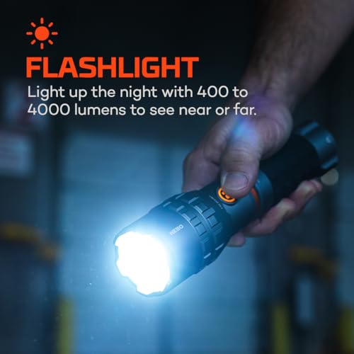 NEBO Slyde King 4K, 4000 Lumen LED Flashlight & 1000 Lumen Worklight-Gray - color: 4000 Lumens- Gray