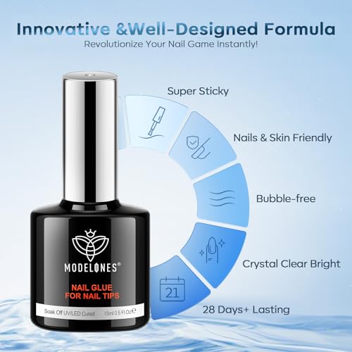 modelones 10 in One X Nail Gel Glue Gel Base Coat Brush On Nail Polish - color: Gel Nail Glue Clear