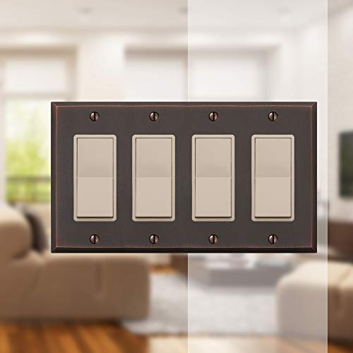 Amerelle Manhattan Quadruple Rocker Cast Metal Wallplate in Aged Bronze - size: 4 Rocker