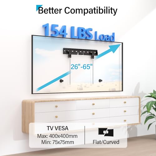 Supcline No Drill No Stud TV Wall Mount for 26-65 Inch TV up to 154 lbs - size: 26-65 Inch