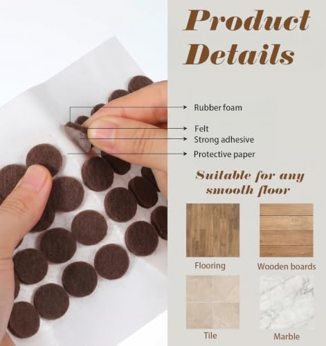 72 PCS Felt Chair Pads, 1/2 Inch Felt Pads for Chair Legs