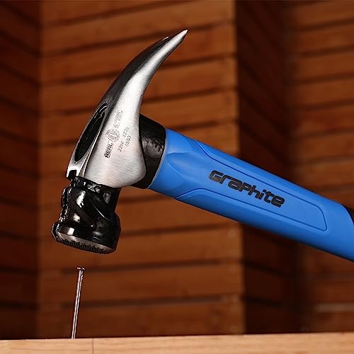 REAL STEEL 16 Oz Jacketed Graphite Magnetic Head Curved Claw Hammer with Non-Slip Cushion Grip Framing Hammer Smooth Face with Smooth Face 0501 - size: 16 oz