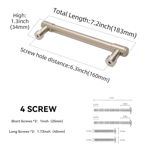 10 Pack 6-1/4 Inch(160mm) Kitchen Cabinet Handles Champagne Bronze Cabinet Pulls Alloy Drawer Pulls Solid Cabinet Hardware - color: Champagne Bronze, size: 6-1/4'' Hole Center(160mm)
