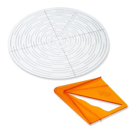 POWERTEC 72114 10" Round Center Finder Clear Acrylic Compass Tool and Plastic Center Finder for Wood Turning Lathe Work – Wood Turner Tools Series - style: center finder set