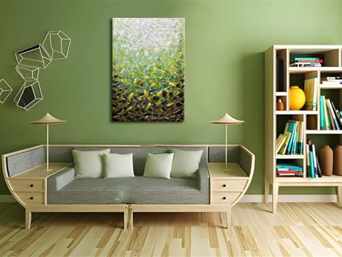 zoinart Textured Green Oil Painting on Canvas, Abstract Paintings Green Wall Art, Modern Wall Paintings for Living Room Wall Decor - color: YH-B204