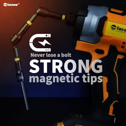 Facoow 55PCS Impact Nut Driver Set Magnetic, SAE & Metric Nut Drivers | Cr-V CNC Machined Deep Nut Drivers Set, S2 Impact Bits, Socket Adapters, Wing Nut Driver,