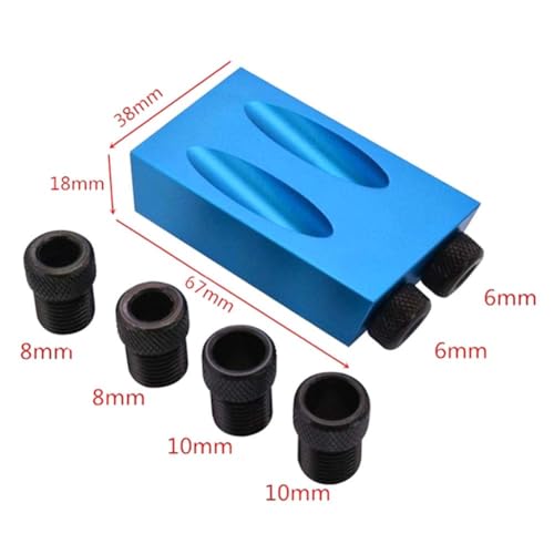 14Pcs Pocket Hole Jig Kit, 15 Degree Woodworking Inclined Hole Jig with 6/8/10mm Drive Adapter for Woodworking Angle Drilling Holes, Angle Carpentry Locator Jig