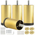 4 Pack Gold Furniture Legs 3 Inch Dresser Support Feet Metal Cabinet Adjustable Legs Replacement M8 Screw in Aluminum Alloy Cylinder Couch Risers - color: Gold, size: 3 inch(4pcs)