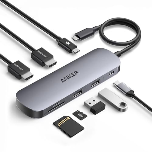 Anker Nano Laptop Docking Station Dual Monitor,8-in-1 USB C Hub for Windows