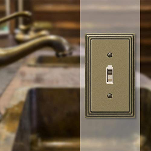 Amerelle Steps Single Toggle Cast Metal Wallplate in Rustic Brass - color: Rustic Brass, size: 1 Toggle