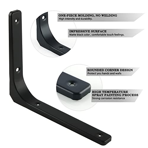SAYAYO Wall Shelf Bracket Black, 4 Inch Heavy Duty L Bracket for Wood - color: Black, size: 4 x 4 Inch (4 PCS)