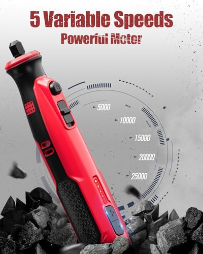 AVID POWER 8V Cordless Rotary Tool 5 Speeds Dog Nail Grinder 4 LED Lights - color: Light Red