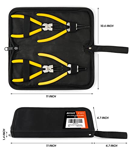 7-Inch Snap Ring Pliers Set Heavy Duty Internal/External Circlip Pliers Kit with Straight/Bent Jaw CR-V Steel for Ring Remover Retaining C Clip Pliers with Storage Bag 4-piece