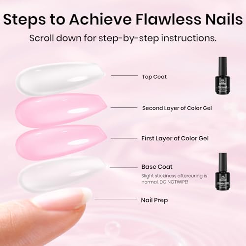 Beetles 3Pcs 15 ml Pink Gel Nail Polish and Gel Top & Base Coat Set - color: C-Pink-3
