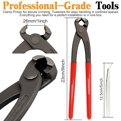 360Pcs Single Ear Hose Clamps Kit,Stepless 5.3-36.1mm 304 Stainless Steel Hose Repair Clamp Cinch Rings,Ear Clamp Pliers Tool with Portable Toolbox for Automotive Fuel Line Plumbing PEX DIY - size: 360 PCS 16 Size