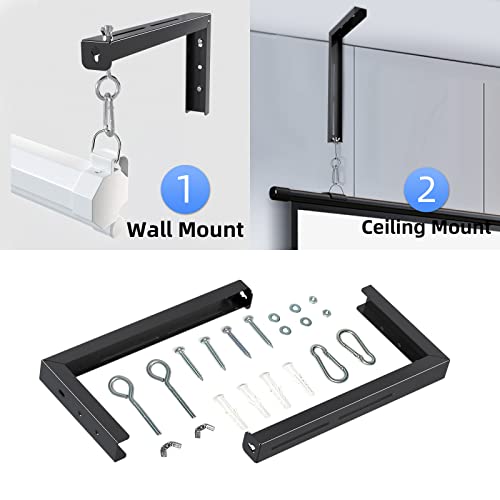 suptek Universal Projector Screen Wall Mount L-Brackets Wall Hanging Mount 12 inch Adjustable Extension Mounting Hooks for Projection Screen up to 80 lbs, PRL002B, Black (1 Pair) - size: 12 inch-black