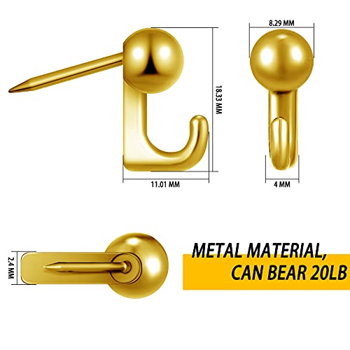 Jetec 30 Pcs Metal Push Pin Hangers Pin Wall Hook, Gold - color: Gold