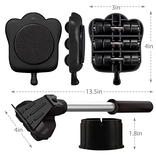 Heavy Duty Furniture Lifter with 4 Sliders for Easy and Safe Moving, Appliance Roller Suitable for Sofas, Couches and Refrigerators, Adjustable Height - color: Black