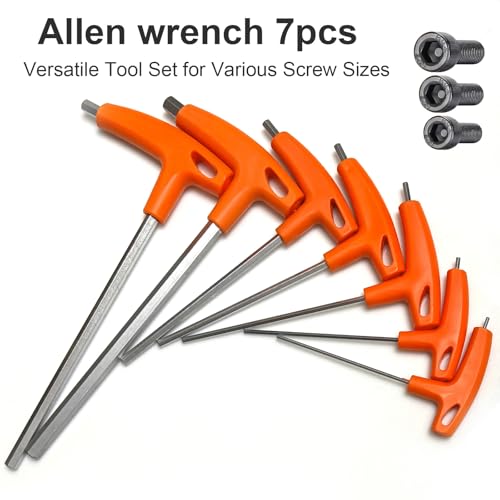 Hex Key Set T-Handle Long, 7-Piece Metric(2.5mm-10mm) Allen Wrench Set with Storage bag, CR-V Steel Hexagonal Tool Kit- Maintenance and Repair Tools, Orange