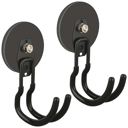ULIBERMAGNET Upgraded Extra Large Magnetic Hooks,2 Pack Heavy Duty Ultimate Magnetic Hooks for Metal Cabinet,Pegboard,Garage Shelve,Tool Shed,RV,Shipping Containers (Black/3.46inch) - style: Upgraded Black Large J Ultra-Strong Hooks