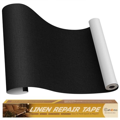 Linen Repair Tape 16x90 inch, Self Adhesive Fabric Patches, Couch Repair Patch Kit, Fabric Repair Tape for Furniture, Sofas, Carpet, DIY, Headboards, Chairs, Pillows, Linen Goods - Black - color: Black, size: 16x90 inch
