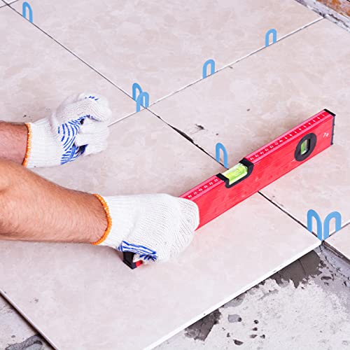 Yookeer 500 Pieces Tile Leveling System Tile Spacers 1/16 Inch, Horseshoe Shim U Shape Plastic Vitrolite Leveling Clips for Various Types, Blue