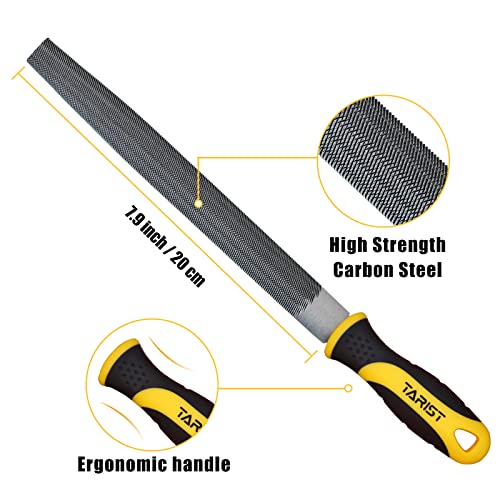 TARIST Metal File Set, 3-Piece, 8-inch,Professional Carbon Steel File, Includes Flat/Half-Round/Round,Work for Metal, Wood and More - style: Metal File - 3 pcs