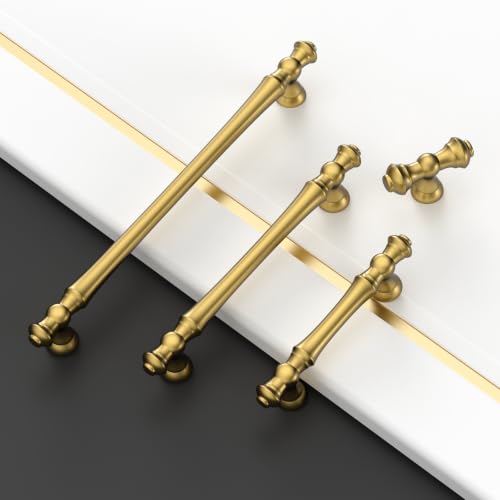Asidrama 10 Pack 3 Inch(76mm) Vibrant Brushed Moderne Brass Cabinet Pulls Heavy-Duty Solid Kitchen Cabinet Handles Drawer Hardware for Bathrooms Cabinets 3768 - color: Vibrant Brushed Moderne Brass, size: 3" Hole Center, style: 10 Pack