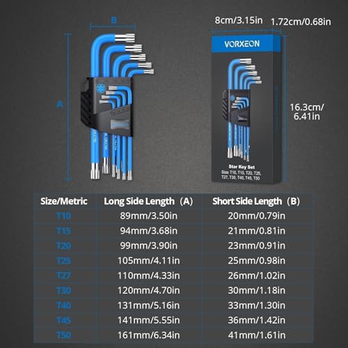 9-Piece Star Torx Wrench Set T10 to T50 - size: 9PCS Blue Star Wrench Set