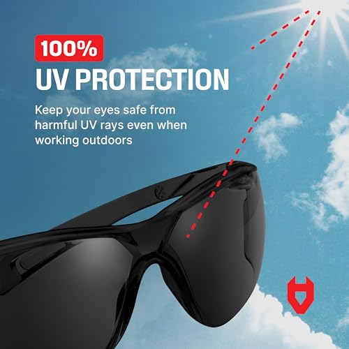NoCry Safety Sunglasses for Men and Women; Certified ANSI Z87.1 Dark Tinted Safety Glasses with Anti-Fog & Anti-Scratch Lenses and UV Protection; Cycling Glasses, Sports Sunglasses for Men and Women - color: Dark Tinted