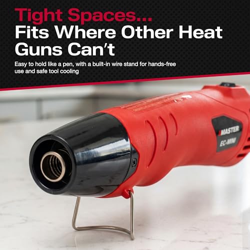 Master Appliance EC-MINI Heat Gun for Crafts, Shrink Wrap, Heat Shrink Tubing, Wire Connectors, Electrical Connectors, Epoxy Resin, Candle Making Heatgun, Embossing Hot Air Gun w/Heat Shrink Reflector