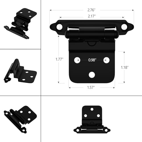 6 Pack 3 Pairs 3/8" Inset Kitchen Cabinet Door Hinges, Semi-Concealed Hinges, Self-Closing Cabinet Hinges with Mount Screws - color: Matte Black