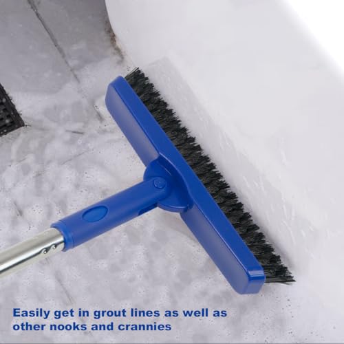 CELOX Heavy Duty Long Handle Scrub Brush, Tile Scrub Brush with Long Handle Stiff Bristles for Cleaning (Blue) - color: Blue
