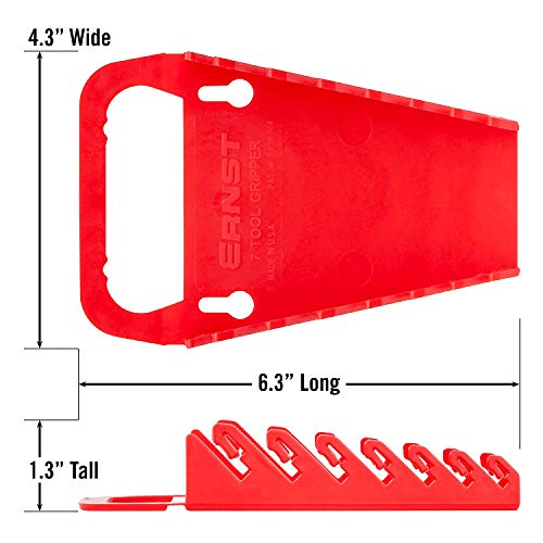 Ernst Manufacturing 5080 7-Wrench Gripper Portable Wrench Organizer - Easy Single-Handed Operation, Fits 1/4" to 5/8" & 6-12 mm, Red - color: Red, size: 7 Tool, style: Standard