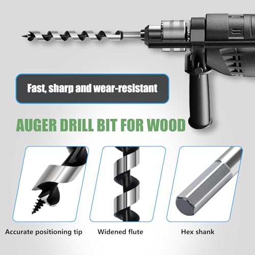 1 x 11.8 Auger Drill Bit for Wood,26x300mm Hex Shank Ship Auger Bit - size: 1 in x 11.8 in