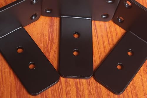 4 Pack - 3 inch Black Hidden L Shelf Bracket (1/5 Inch Thicked) Iron Floating Shelf Brackets Rustic Industrial Metal Brackets for Shelf Support - size: 3 Inch, style: Black 4 Pack
